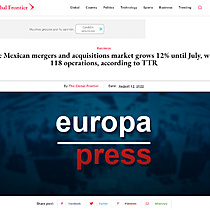 The Mexican mergers and acquisitions market grows 12% until July, with 118 operations, according to TTR